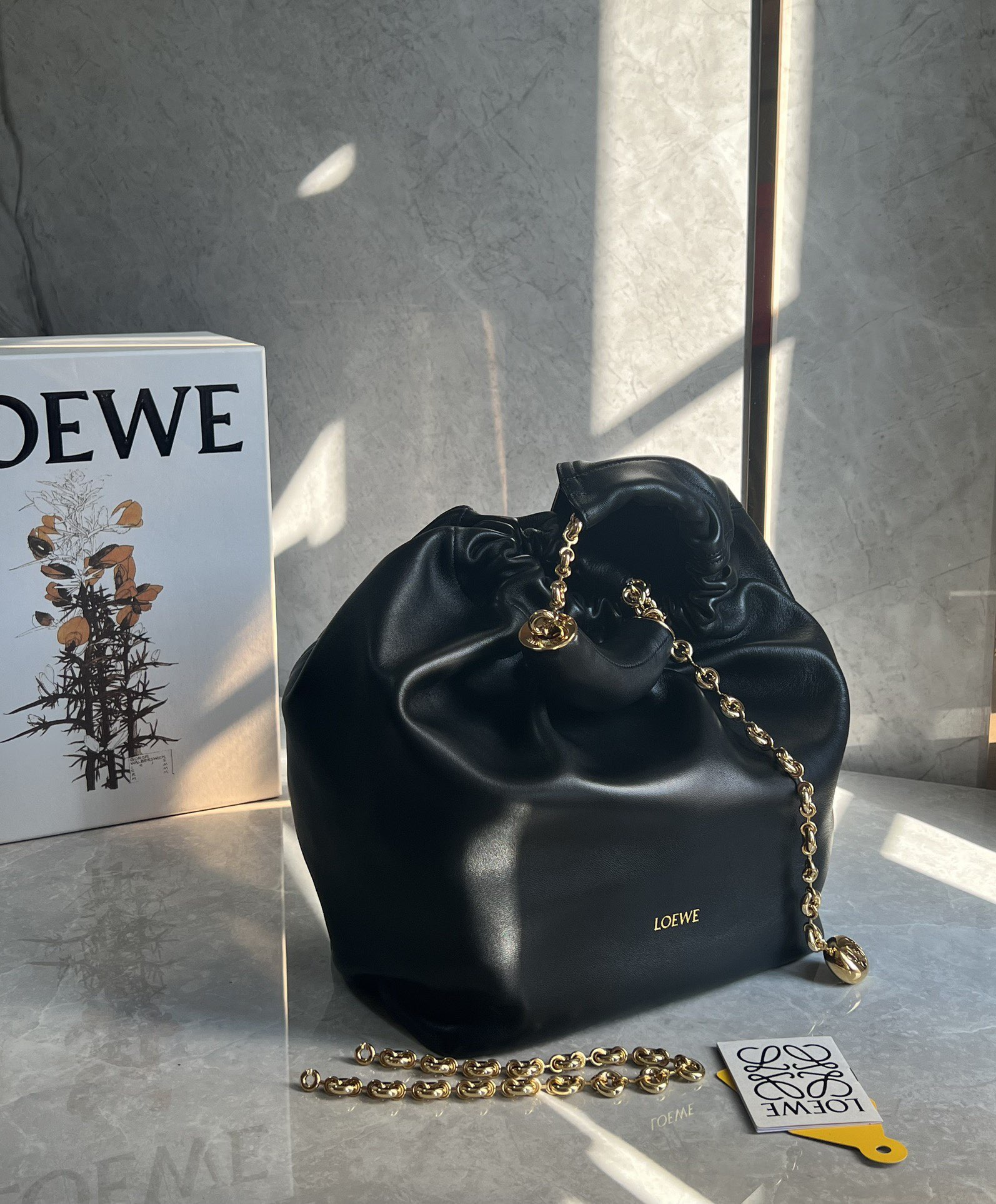 Loewe Small Squeeze Bag in Mellow Nappa Lambskin Black